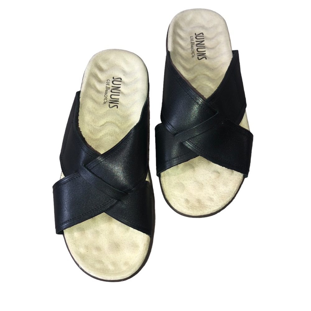 Men’s Black Leather Slide On Sandals size 9